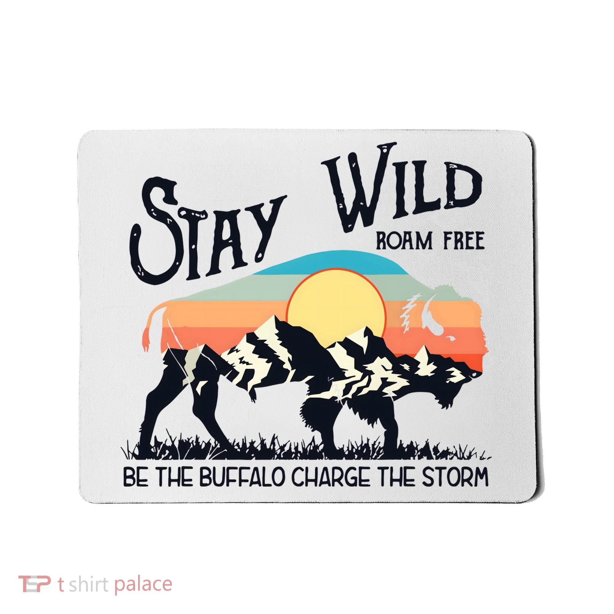W4Mx Retro Stay Wild Roam Free The Buffalo Charge The Storm Mousepad