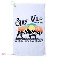 W4Mx Retro Stay Wild Roam Free The Buffalo Charge The Storm Golf Towel thumb 0
