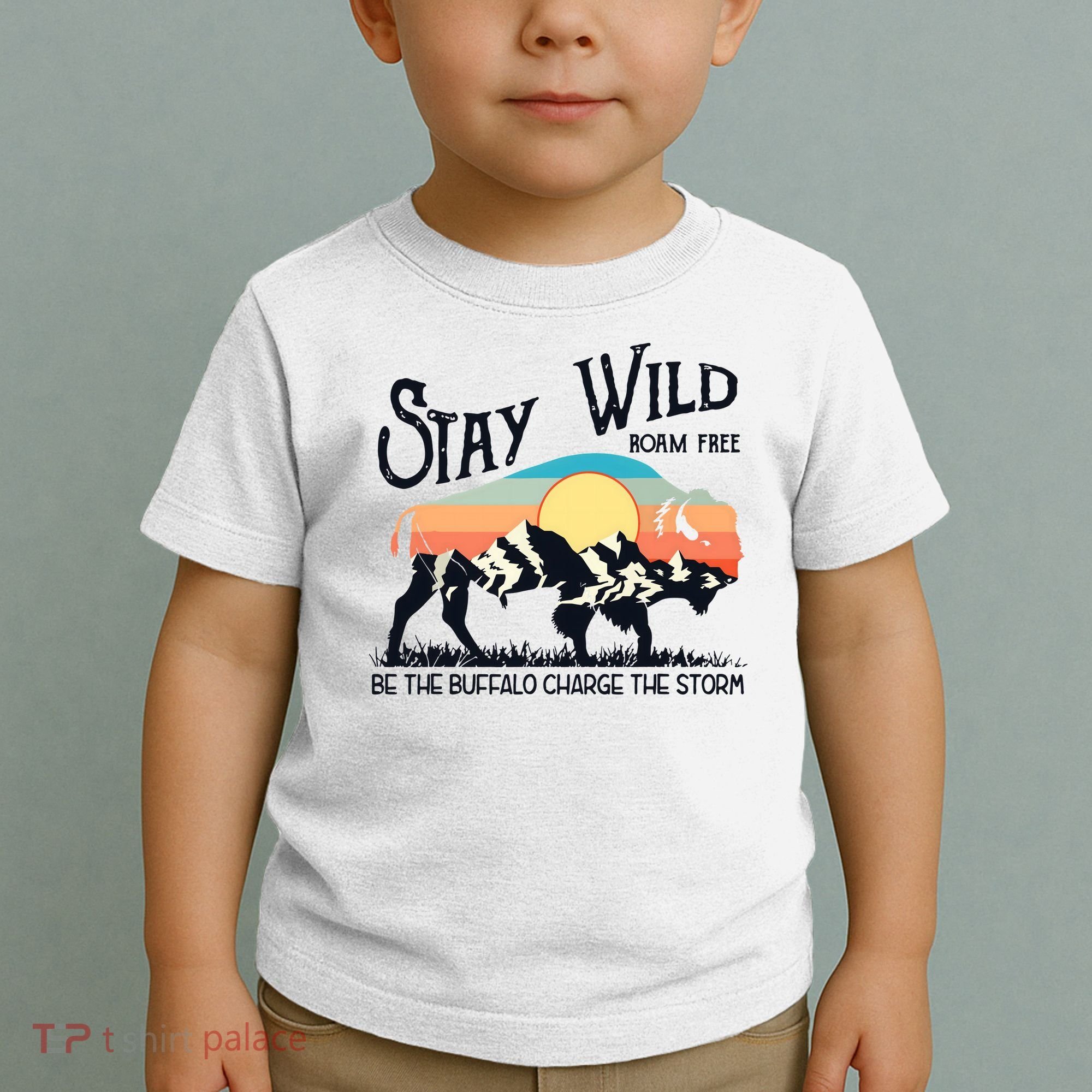 W4Mx Retro Stay Wild Roam Free The Buffalo Charge The Storm Toddler T-Shirt