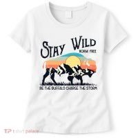 W4Mx Retro Stay Wild Roam Free The Buffalo Charge The Storm Women's T-Shirt thumb 0