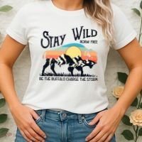 W4Mx Retro Stay Wild Roam Free The Buffalo Charge The Storm Women's T-Shirt thumb 2