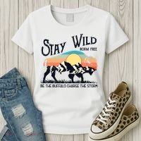 W4Mx Retro Stay Wild Roam Free The Buffalo Charge The Storm Women's T-Shirt thumb 3