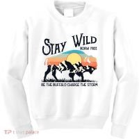 W4Mx Retro Stay Wild Roam Free The Buffalo Charge The Storm Kids Sweatshirt thumb 0