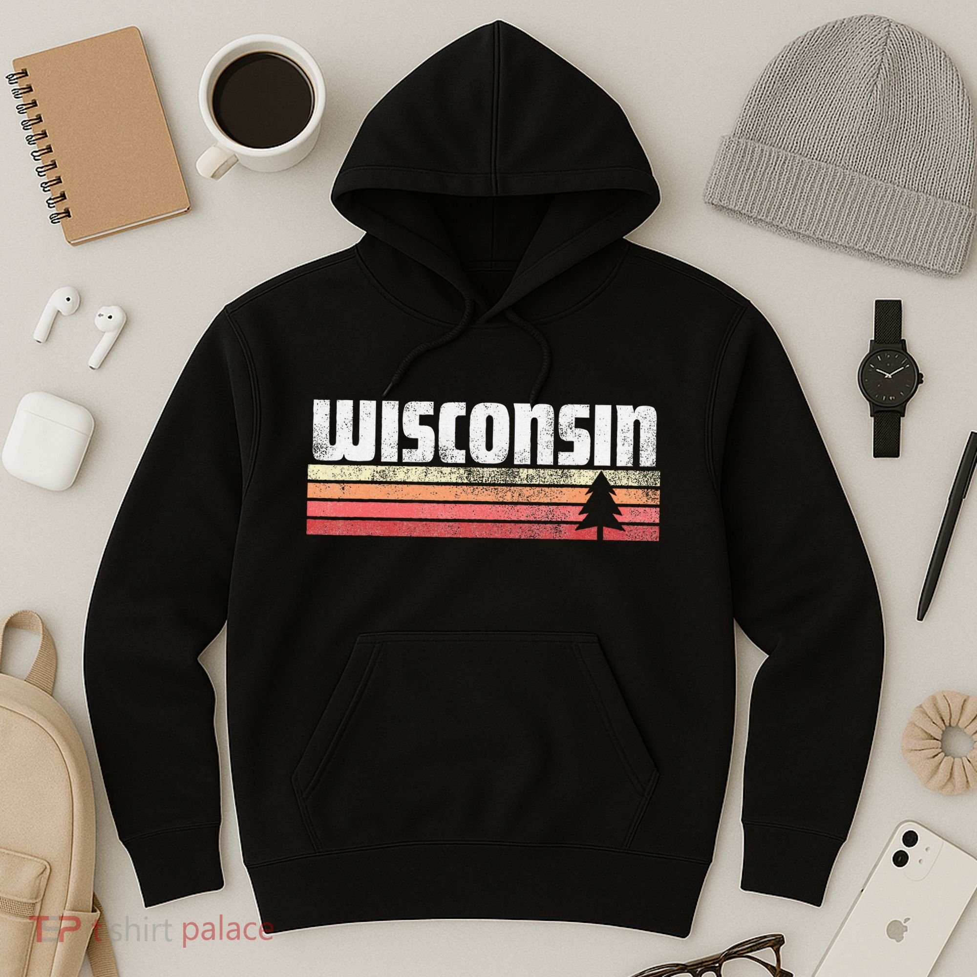 Wisconsin Retro Style 70s 80s 90s Home Gift Hoodie
