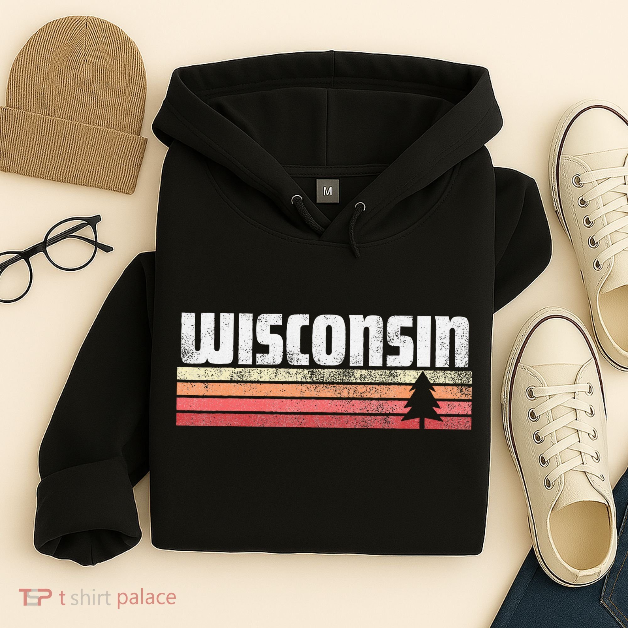 Wisconsin Retro Style 70s 80s 90s Home Gift Hoodie