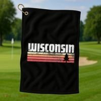 Wisconsin Retro Style 70s 80s 90s Home Gift Golf Towel thumb 1