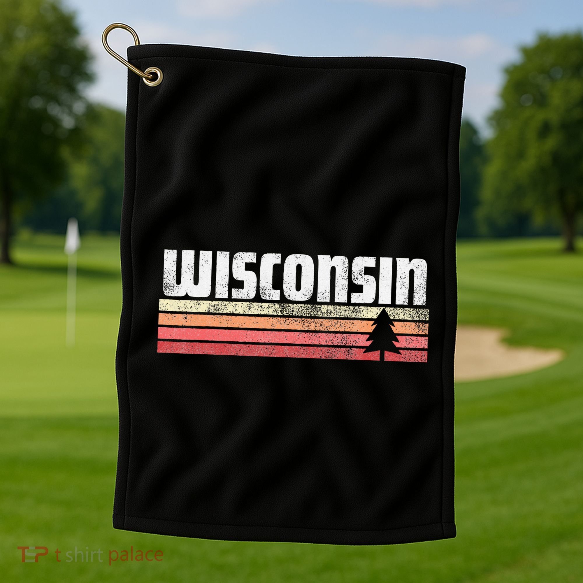Wisconsin Retro Style 70s 80s 90s Home Gift Golf Towel