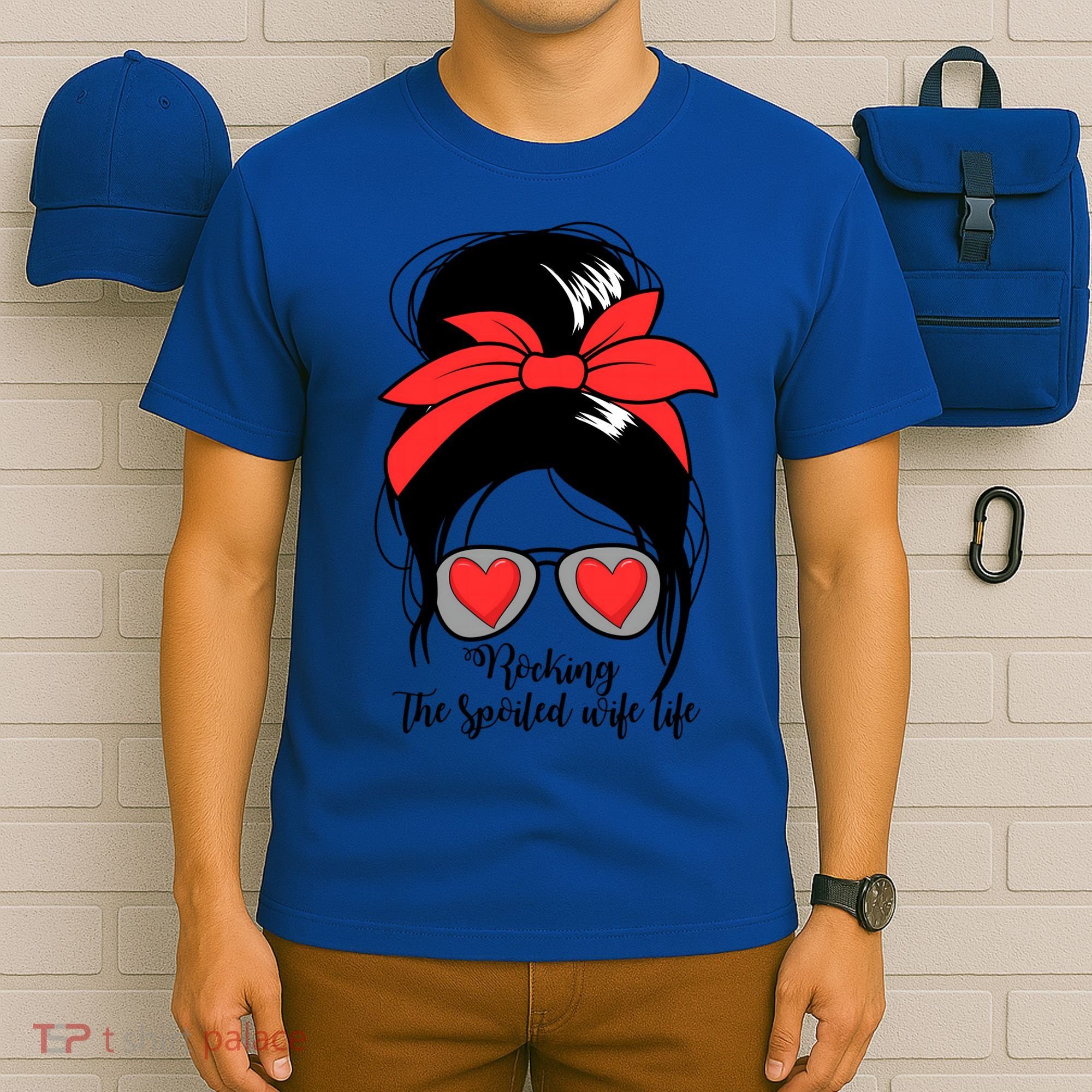 Wo's Rocking Spoiled Wife Life Messy Bun Spoiled Wife Gift T-Shirt