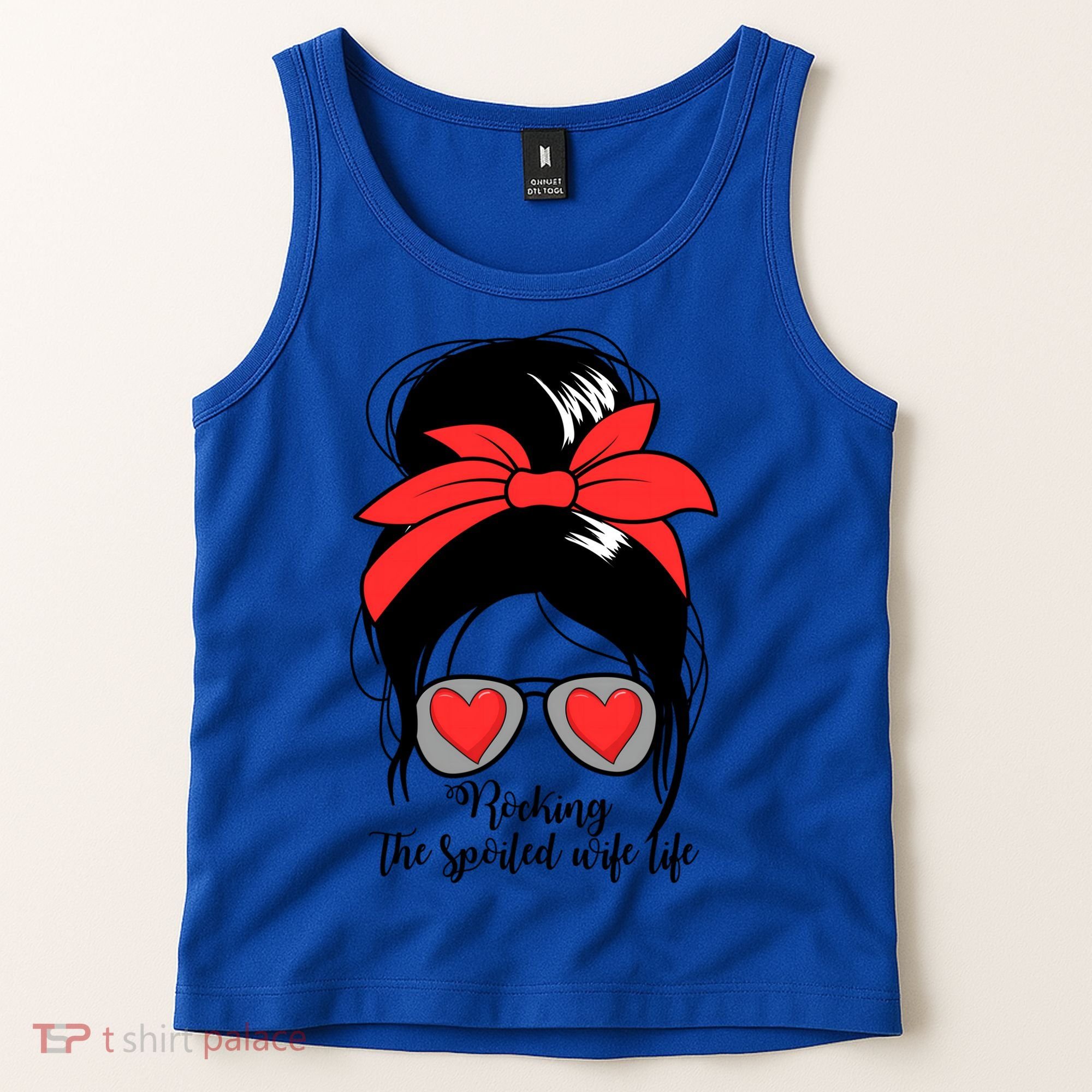 Wo's Rocking Spoiled Wife Life Messy Bun Spoiled Wife Gift Tank Top