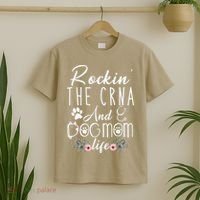 Womens Rockin The CRNA And Dog Mom Life Funny CRNA Gifts T-Shirt thumb 2
