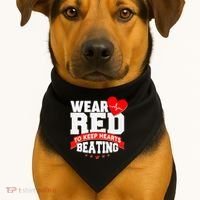 Wear Red To Keep Hearts Beating Heart Health Awareness USA-Made Doggie Bandana thumb 1