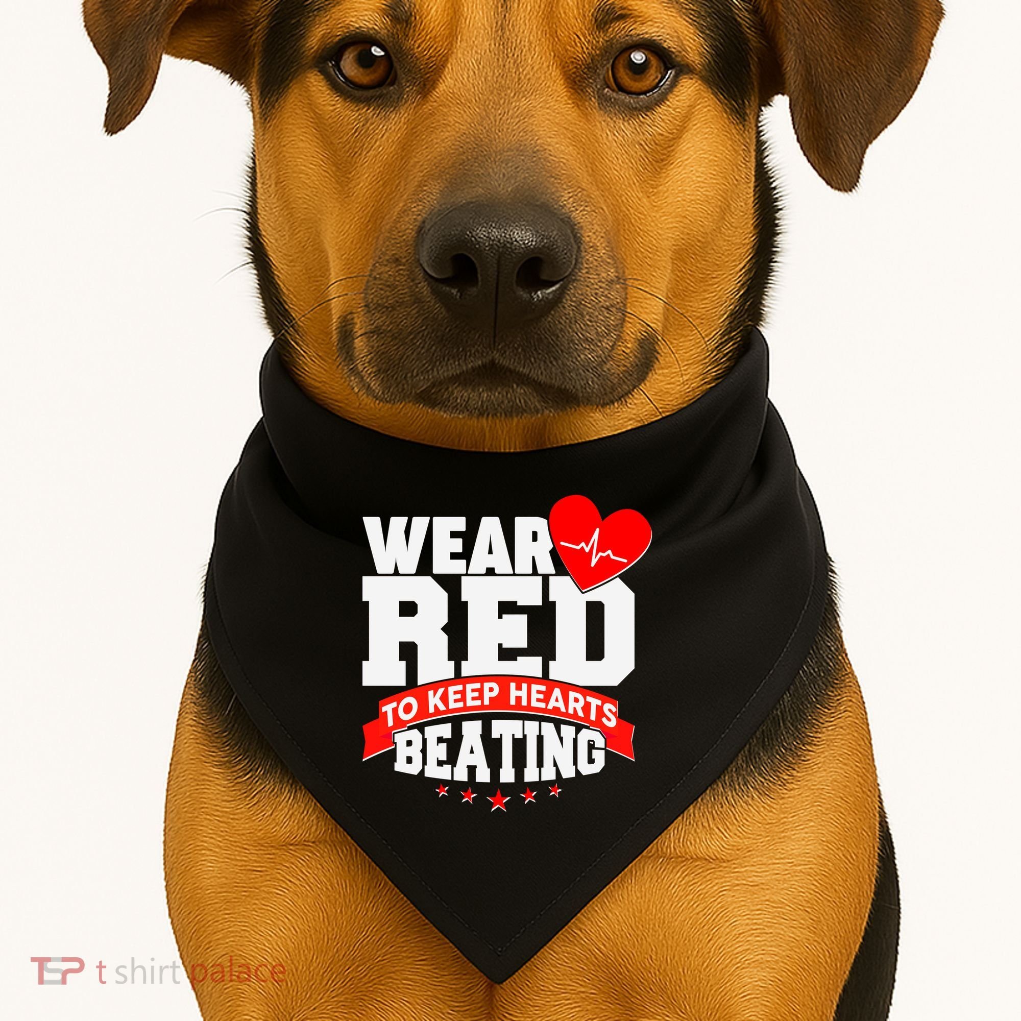 Wear Red To Keep Hearts Beating Heart Health Awareness USA-Made Doggie Bandana