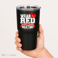 Wear Red To Keep Hearts Beating Heart Health Awareness Tumbler thumb 2