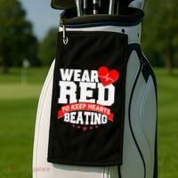 Wear Red To Keep Hearts Beating Heart Health Awareness Golf Towel thumb 2