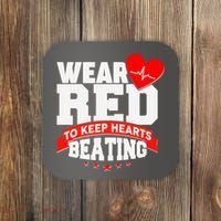 Wear Red To Keep Hearts Beating Heart Health Awareness Coaster thumb 0