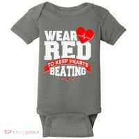 Wear Red To Keep Hearts Beating Heart Health Awareness Baby Bodysuit thumb 0