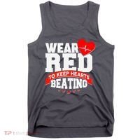Wear Red To Keep Hearts Beating Heart Health Awareness Tank Top thumb 0