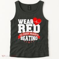 Wear Red To Keep Hearts Beating Heart Health Awareness Tank Top thumb 2