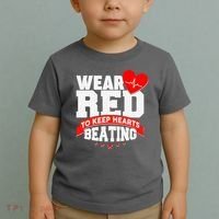 Wear Red To Keep Hearts Beating Heart Health Awareness Toddler T-Shirt thumb 2