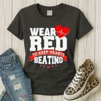 Wear Red To Keep Hearts Beating Heart Health Awareness Women's T-Shirt thumb 3