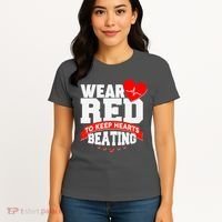 Wear Red To Keep Hearts Beating Heart Health Awareness Women's T-Shirt thumb 4