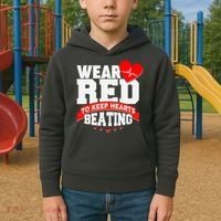 Wear Red To Keep Hearts Beating Heart Health Awareness Kids Hoodie thumb 2
