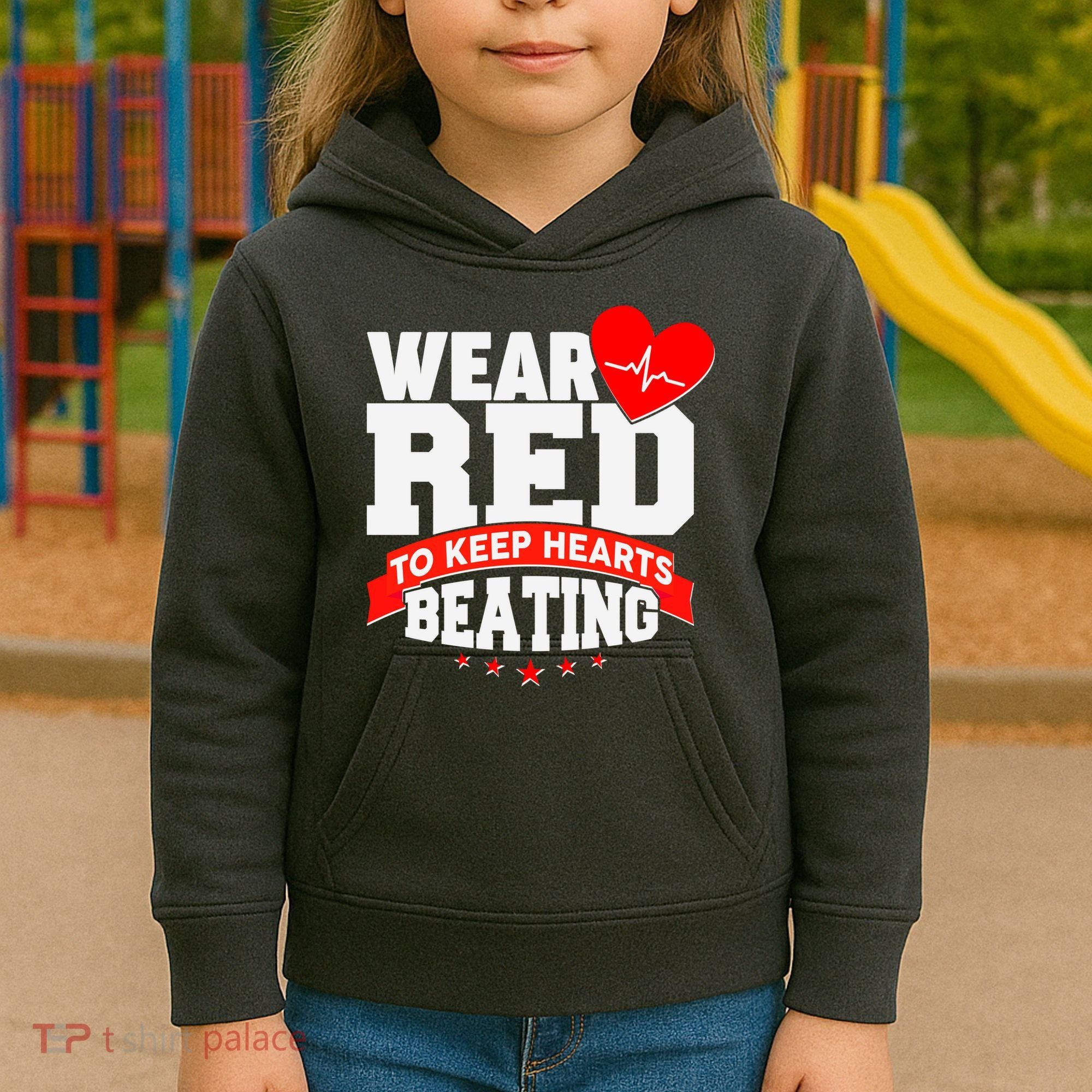 Wear Red To Keep Hearts Beating Heart Health Awareness Kids Hoodie