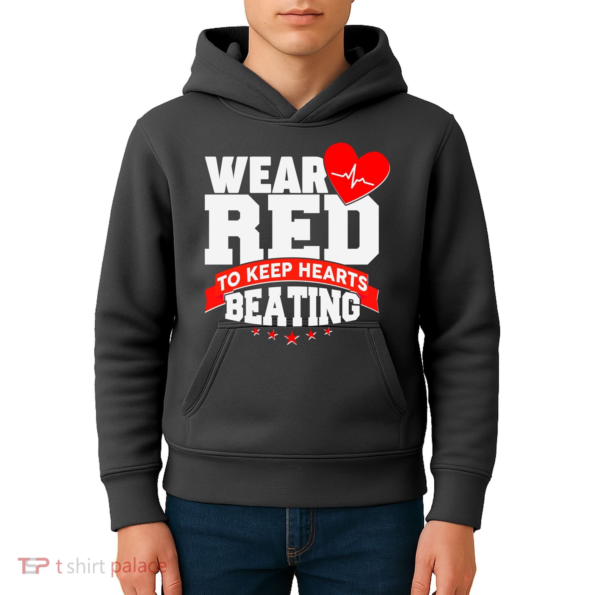 Wear Red To Keep Hearts Beating Heart Health Awareness Kids Hoodie