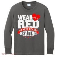 Wear Red To Keep Hearts Beating Heart Health Awareness Kids Long Sleeve Shirt thumb 0