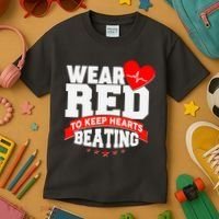 Wear Red To Keep Hearts Beating Heart Health Awareness Kids T-Shirt thumb 3