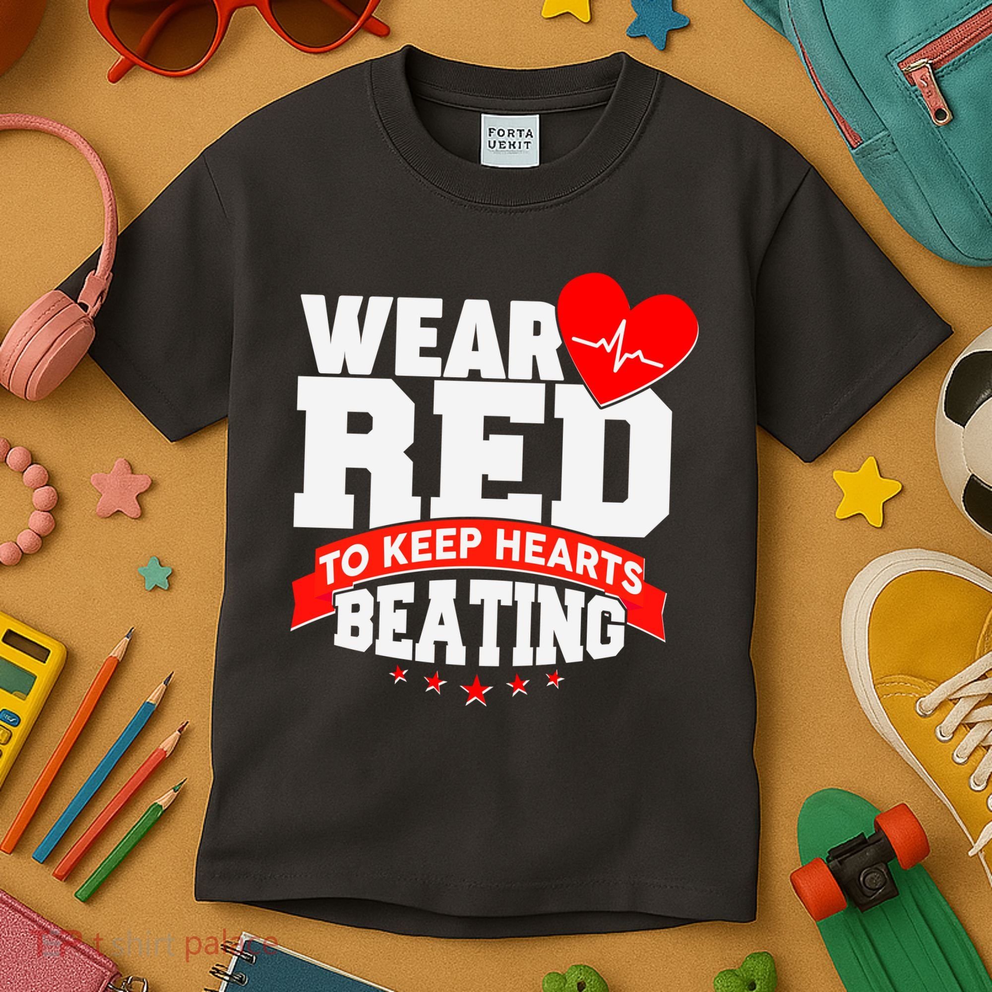 Wear Red To Keep Hearts Beating Heart Health Awareness Kids T-Shirt