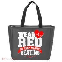Wear Red To Keep Hearts Beating Heart Health Awareness Tote Bag thumb 0