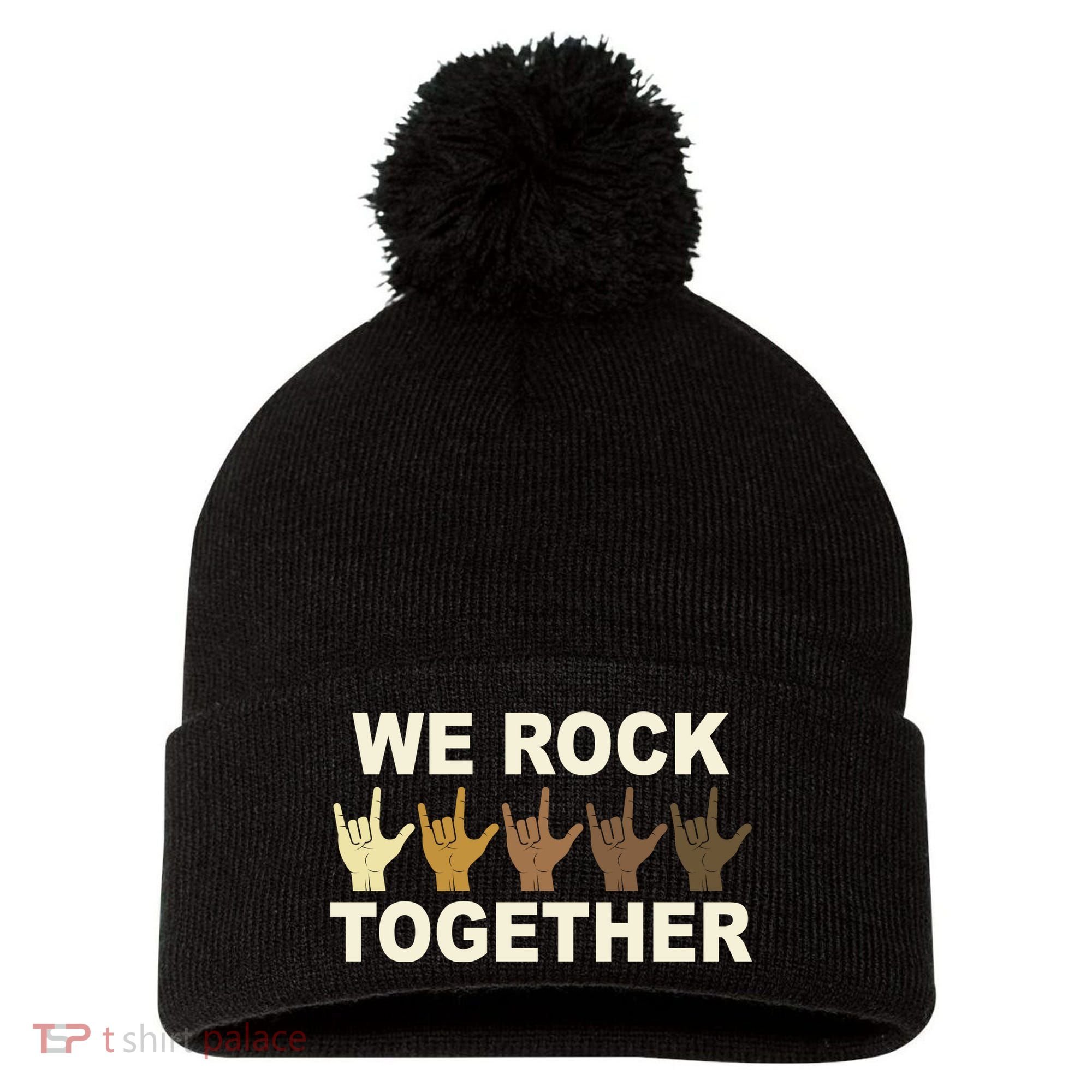 We Rock Together Equality Pom Pom 12in Knit Beanie