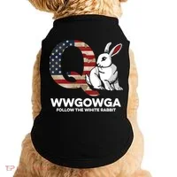 White Rabbit US Flag Q Anon Doggie Tank thumb 0