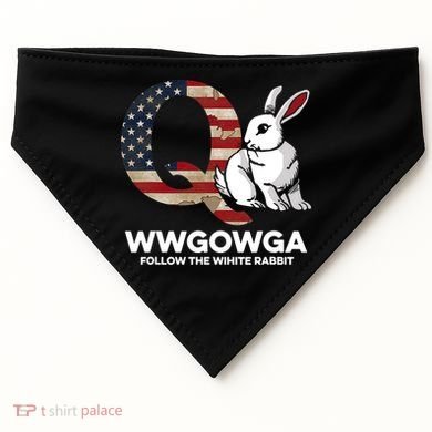 White Rabbit US Flag Q Anon USA-Made Doggie Bandana