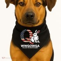 White Rabbit US Flag Q Anon USA-Made Doggie Bandana thumb 1
