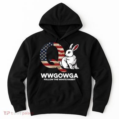 White Rabbit US Flag Q Anon Hoodie