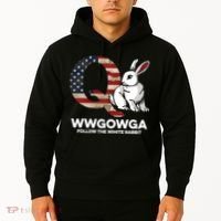 White Rabbit US Flag Q Anon Hoodie thumb 2