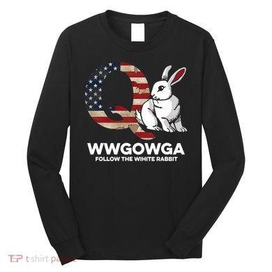White Rabbit US Flag Q Anon Long Sleeve Shirt