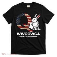 White Rabbit US Flag Q Anon T-Shirt thumb 0