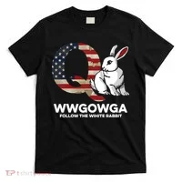 White Rabbit US Flag Q Anon T-Shirt thumb 0