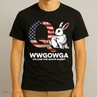 White Rabbit US Flag Q Anon T-Shirt thumb 3