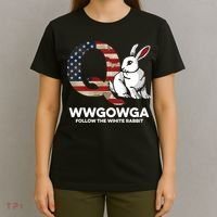 White Rabbit US Flag Q Anon T-Shirt thumb 4