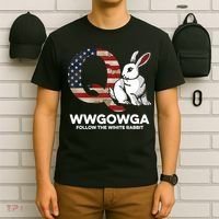 White Rabbit US Flag Q Anon T-Shirt thumb 6