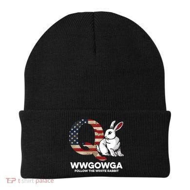 White Rabbit US Flag Q Anon Beanie