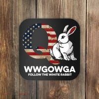 White Rabbit US Flag Q Anon Coaster thumb 0