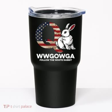 White Rabbit US Flag Q Anon Tumbler