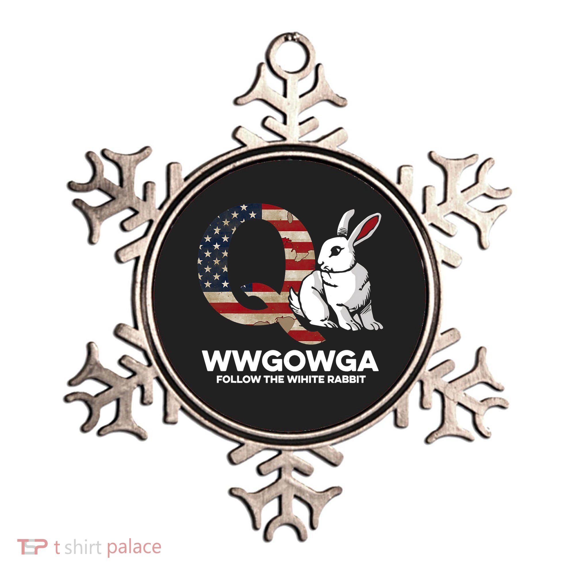 White Rabbit US Flag Q Anon Ornament