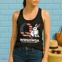 White Rabbit US Flag Q Anon Women's Tank Top thumb 2