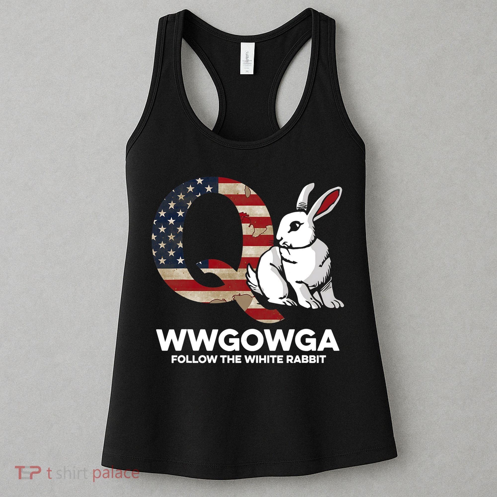 White Rabbit US Flag Q Anon Women's Tank Top